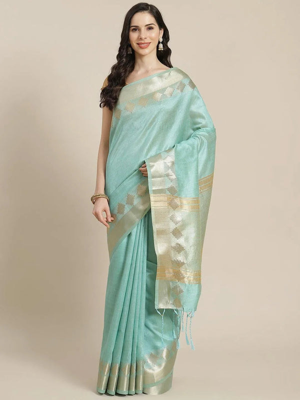 Blue Woven Design Silk Blend Saree - Jashvi