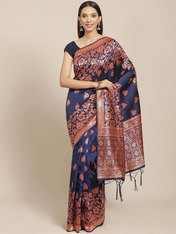 Blue Woven Design Silk Blend Saree - Jashvi