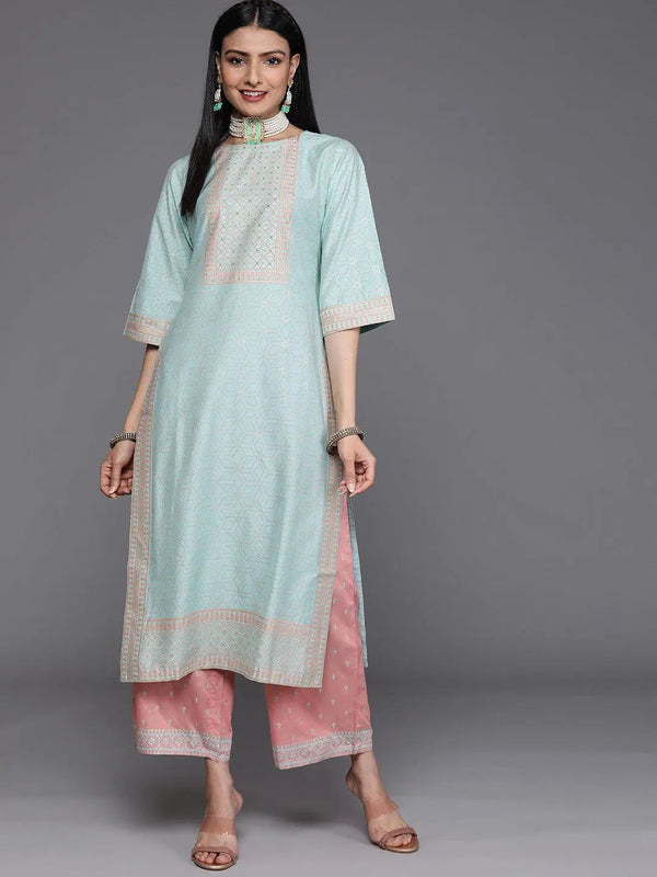 Blue Yoke Design Chanderi Silk Kurta - Jashvi