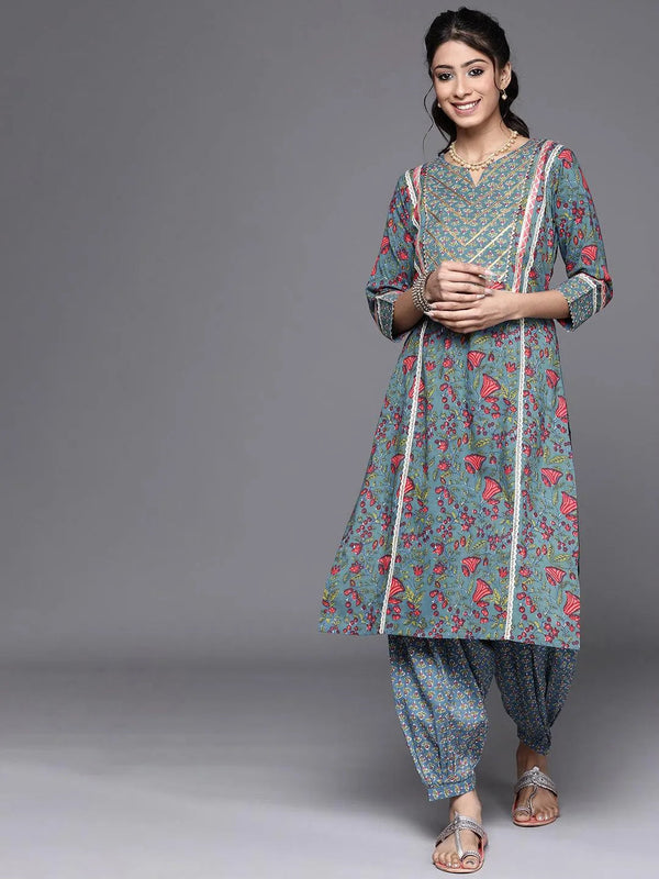 Blue Yoke Design Cotton Kurta - Jashvi