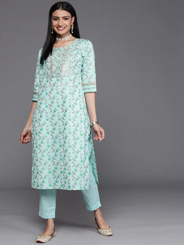 Blue Yoke Design Cotton Silk Kurta - Jashvi