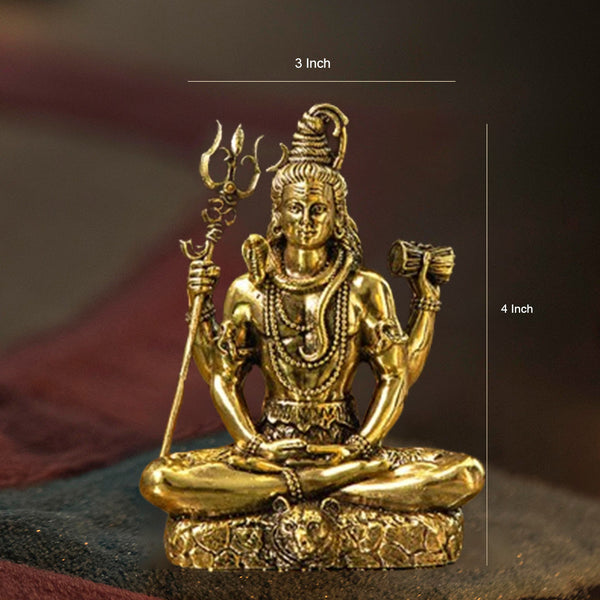 Mystical 4-Armed Brass Shiva Lost in Meditation- By Indiakreations