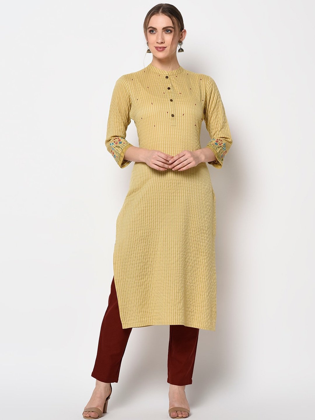 Women's Mustard Straight Kurta - Yufta