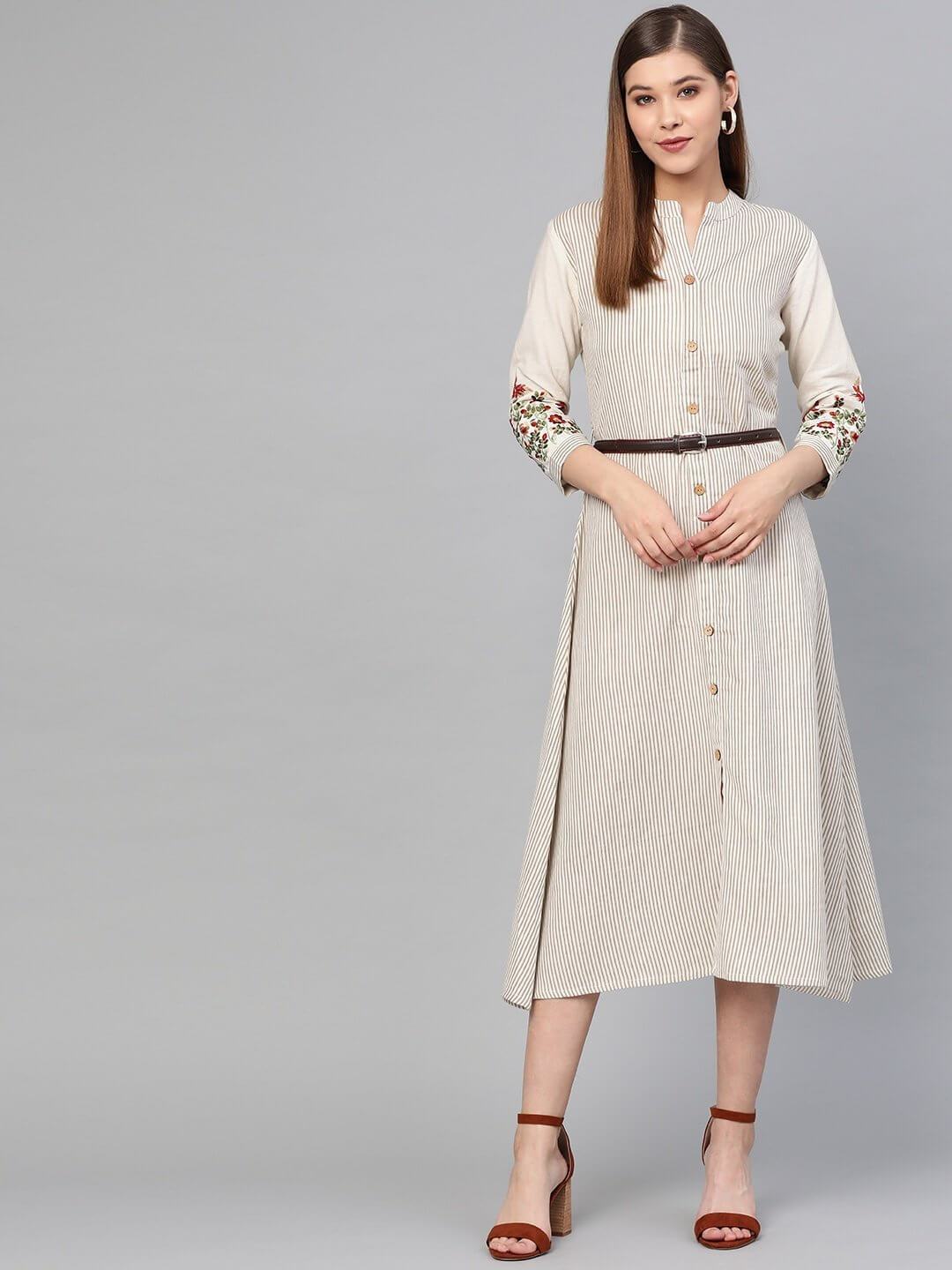 Women's Offwhite A-Line Kurta - Yufta