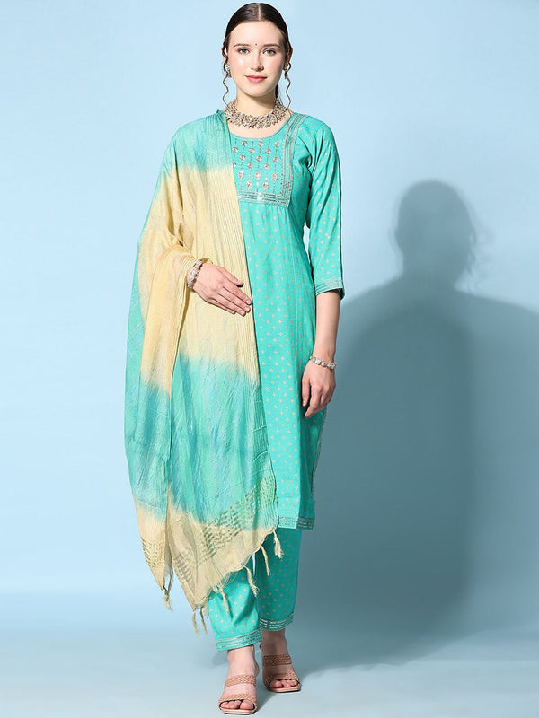 Women's Floral Printed Kurta With Trousers & Dupatta - Noz2Toz