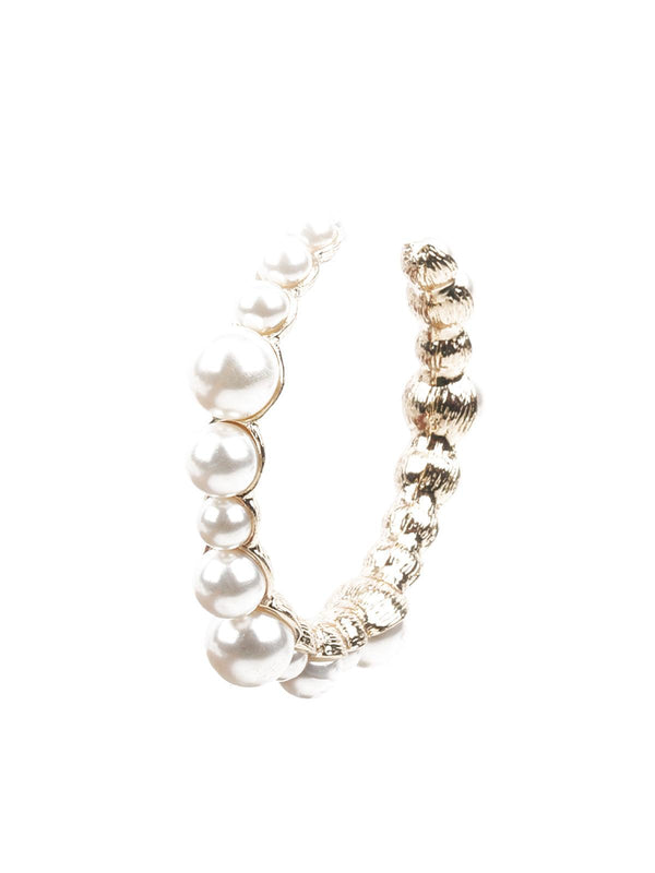 Women's Classic White And Gold Hoop Earrings - Odette