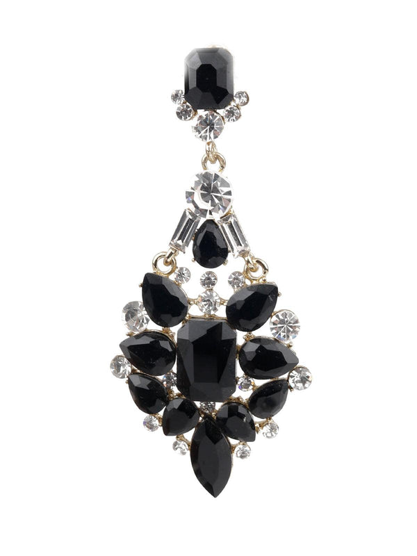 Women's Classy Black Faux Stone Dangle Earrings - Odette