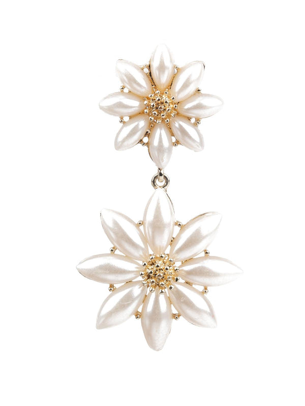 Women's Classy Gold And White Dangle Earrings - Odette