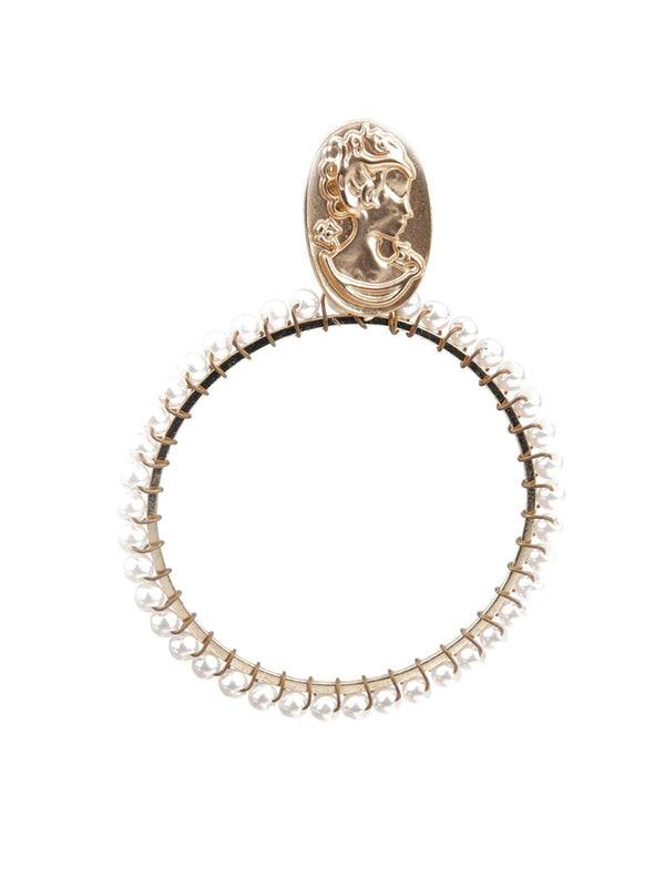 Women's Classy Gold And White Hoop Earrings - Odette