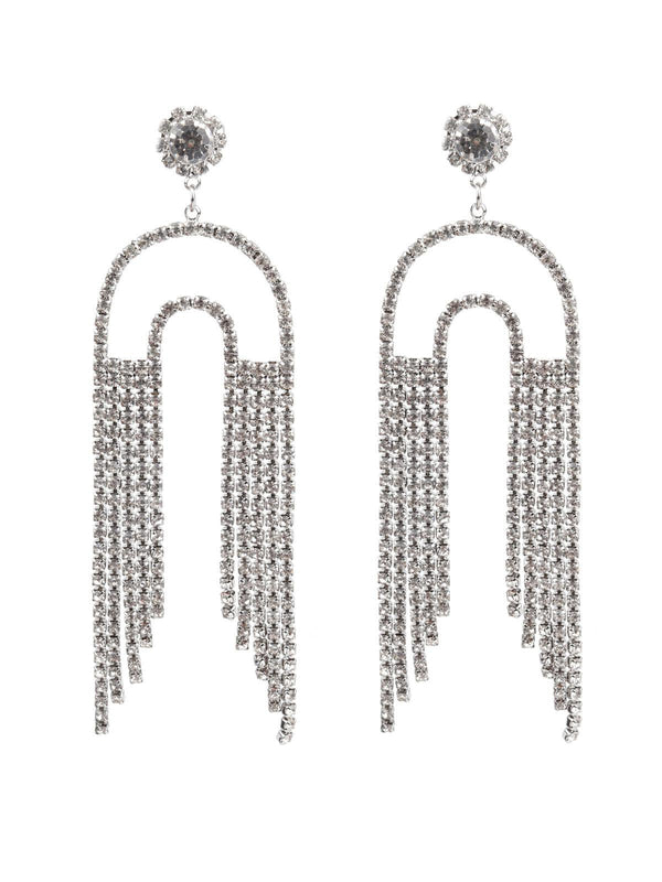 Women's Classy White Faux Stone Dangle Earrings - Odette