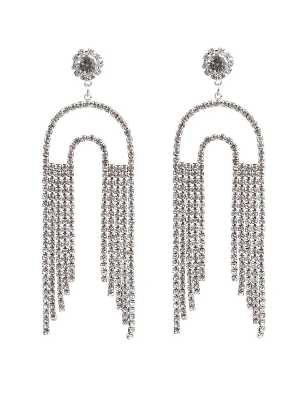 Women's Classy White Faux Stone Dangle Earrings - Odette