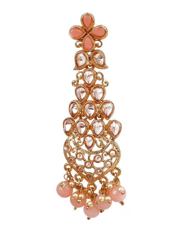 Women's Traditional Peach And Gold Dangle Earrings - Odette