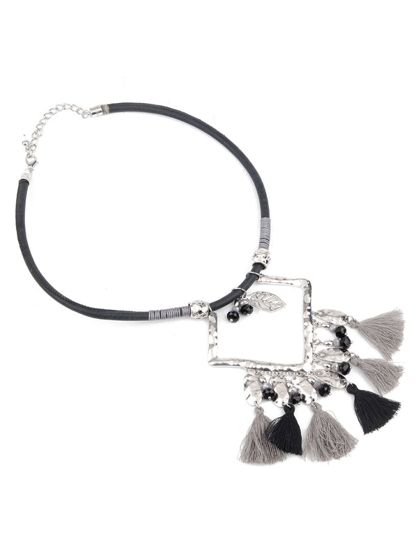 Women's Stylish Black And Grey Neckpiece - Odette