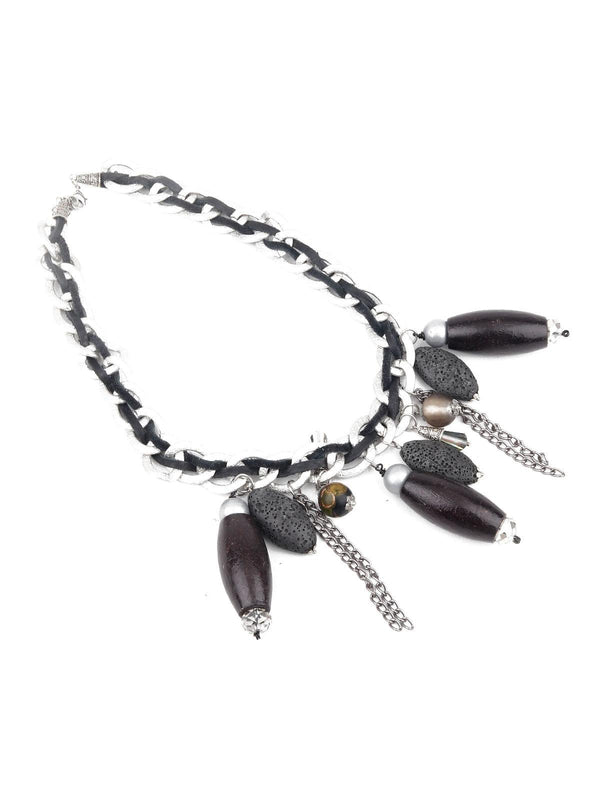 Women's Pretty Black Long Necklace For Women - Odette