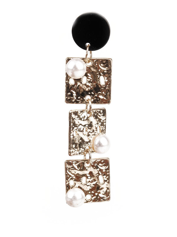 Women's Sunshine Gold And Black Dangler Earrings - Odette