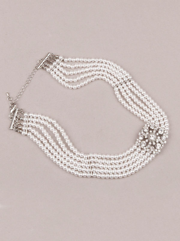 Women's Pretty White Pearly Necklace For Women - Odette