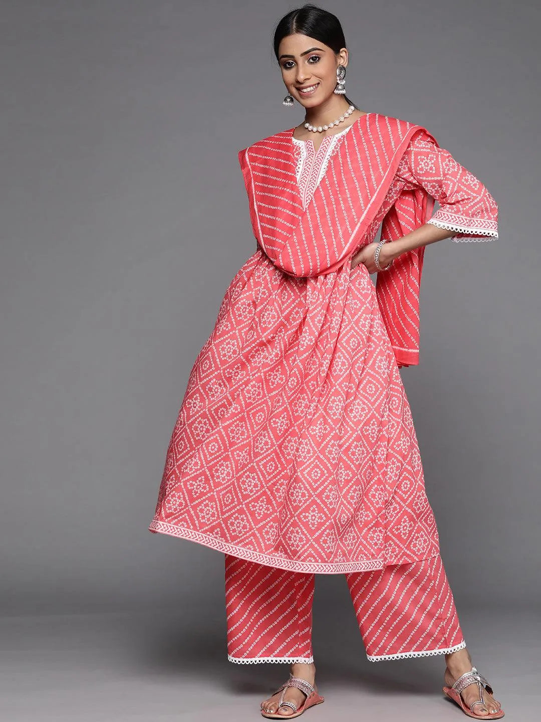 Coral Printed Cotton Suit Set - Jashvi