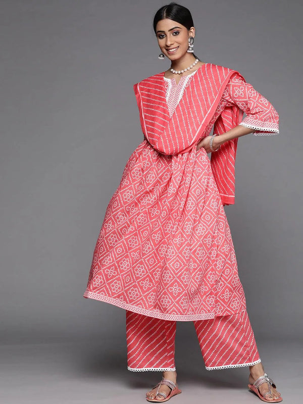 Coral Printed Cotton Suit Set - Jashvi