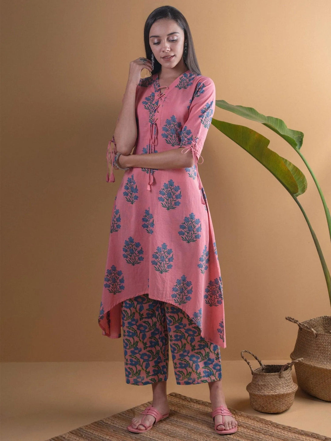 Coral Printed Cotton Kurta Set - Jashvi