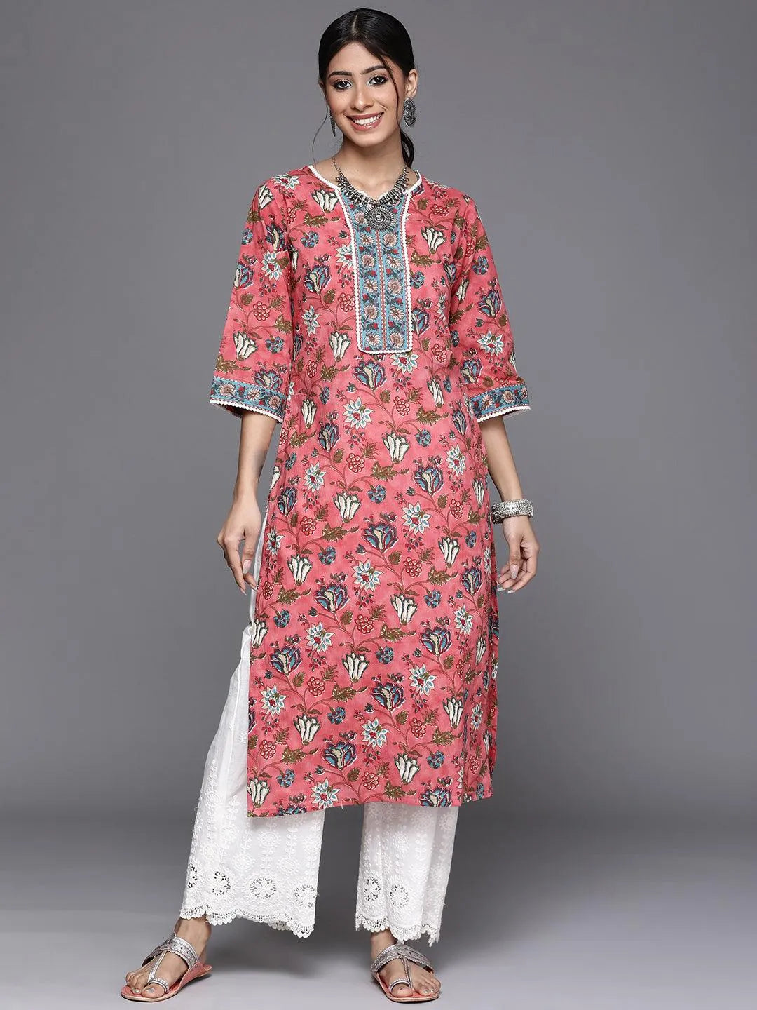 Coral Printed Cotton Kurta - Jashvi