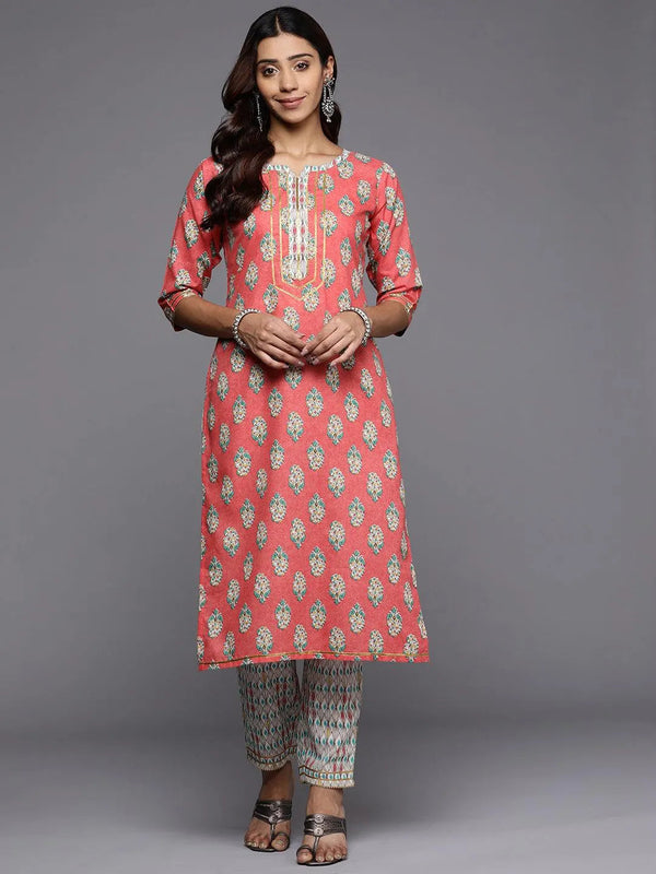 Coral Printed Cotton Straight Kurta - Jashvi