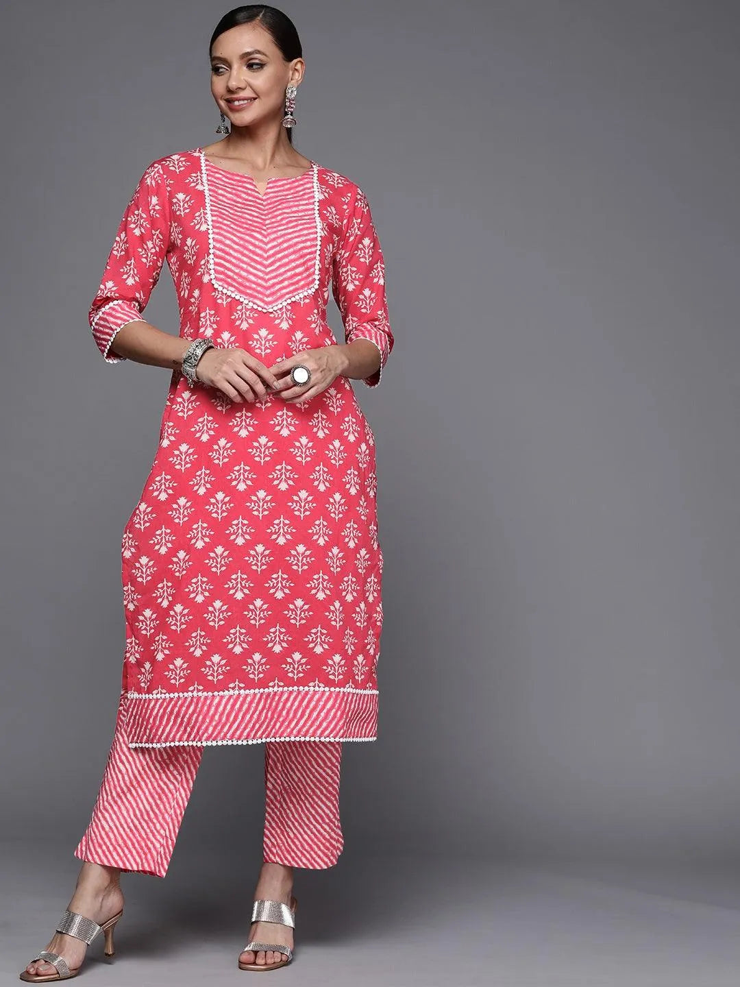 Coral Printed Cotton Straight Kurta - Jashvi