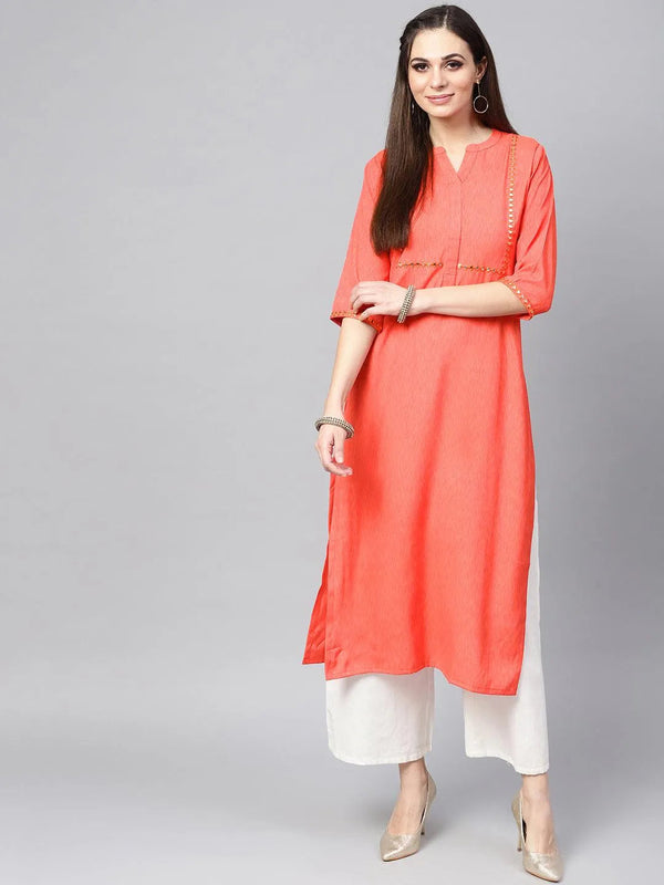 Coral Solid Cotton Kurta - Jashvi