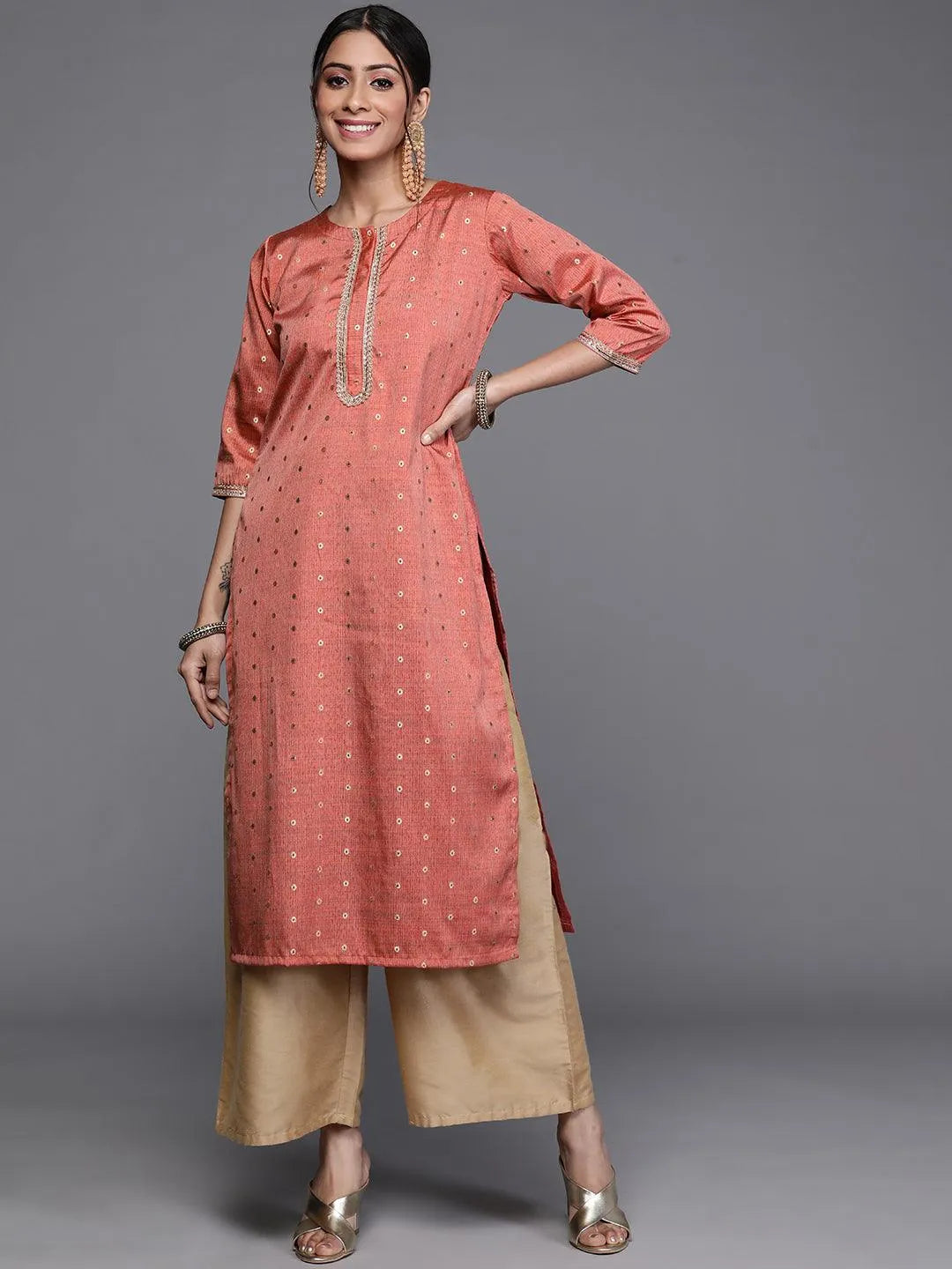 Coral Woven Design Chanderi Silk Kurta - Jashvi