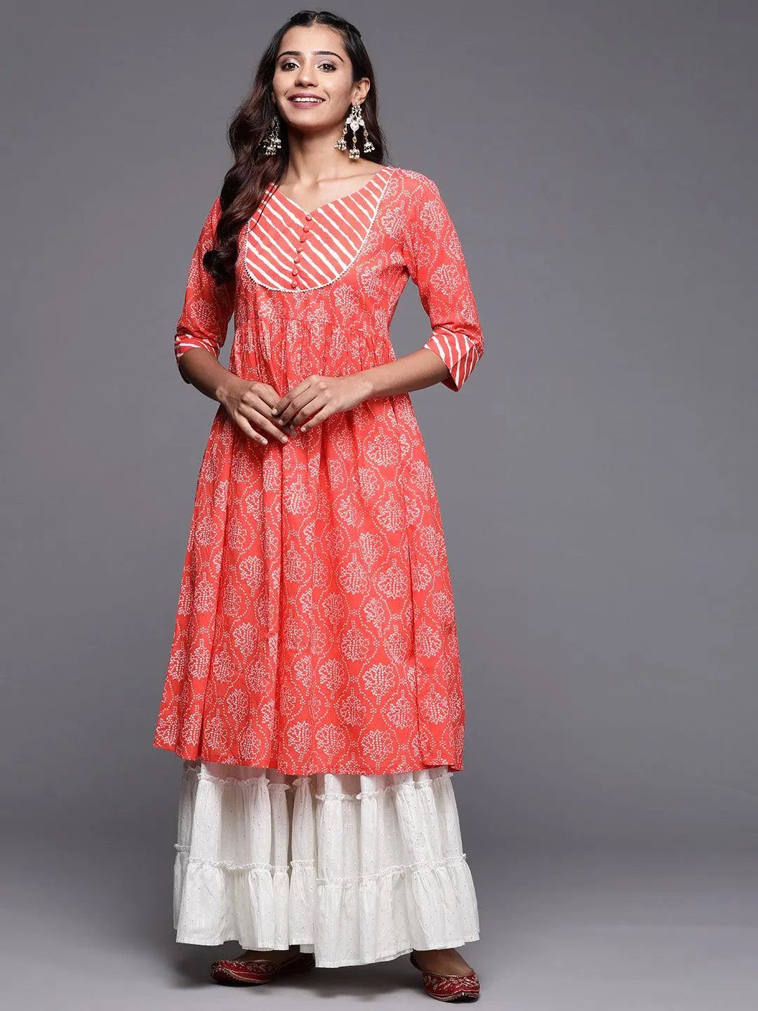 Coral Yoke Design Cotton Anarkali Kurta - Jashvi