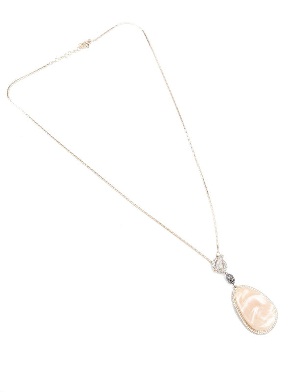 Women's Cream Pendant Long Neckpiece - Odette