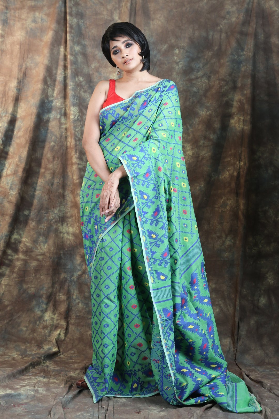 Women's Jamdani Saree With Allover Weaving - Arhi