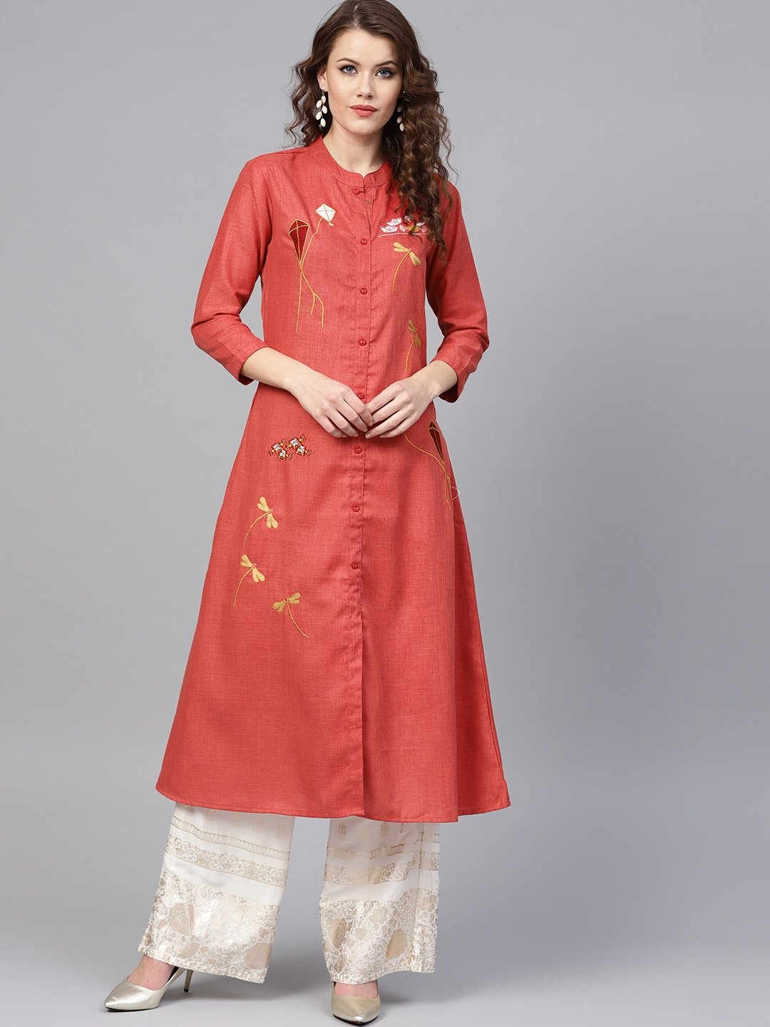 Women's Rust A-Line Kurta - Yufta