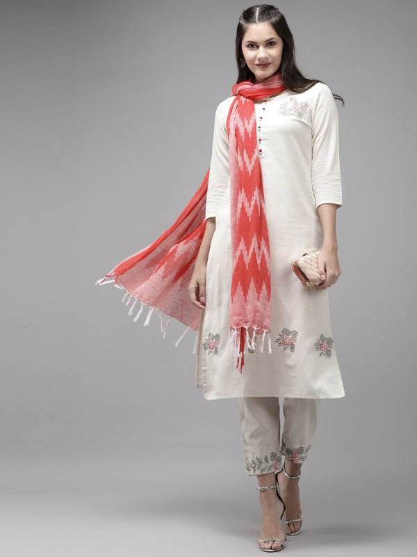 Women's Offwhite Solid Kurta Set - Yufta