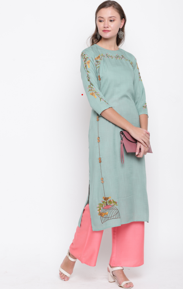 Women's Light Green Rayon Kurta By Vbuyz (1Pc)