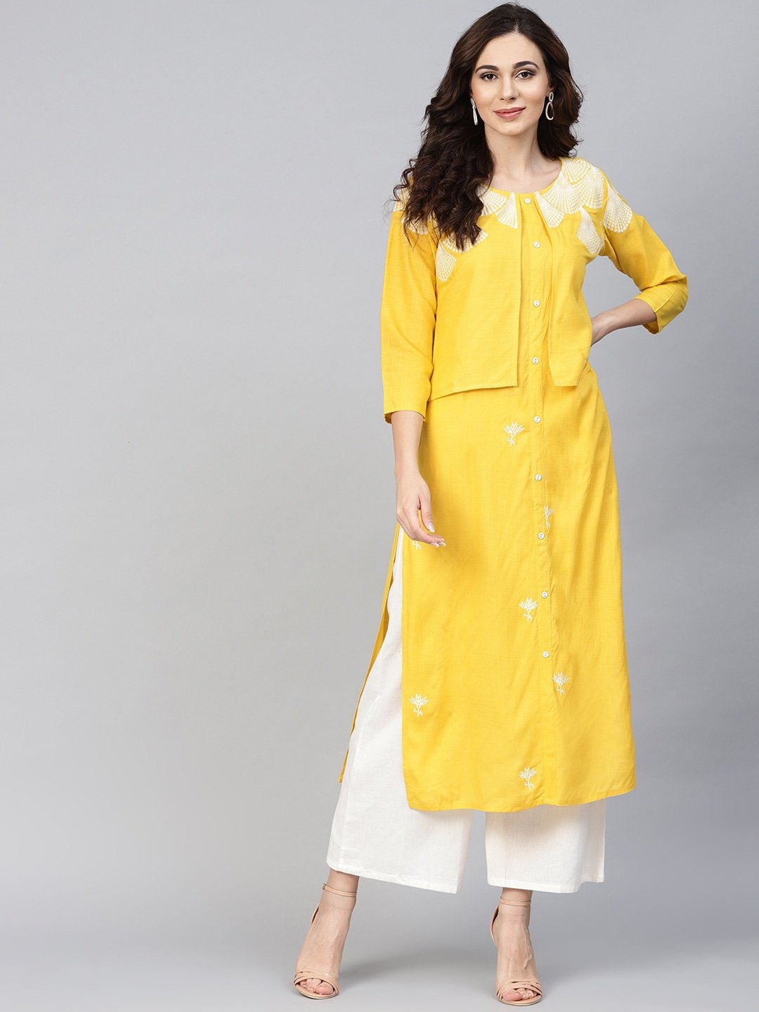 Women's Yellow Straight Kurta - Yufta