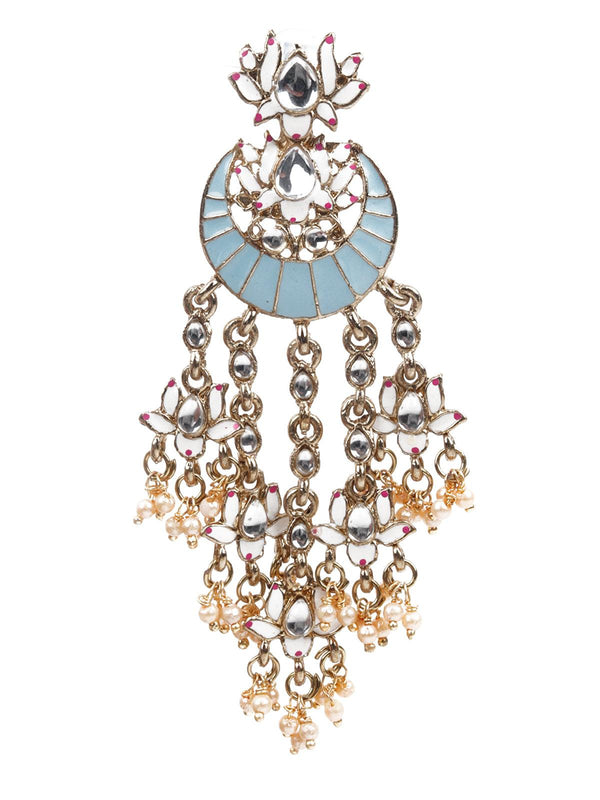 Women's Delicate Blue Meenakari Earrings - Odette