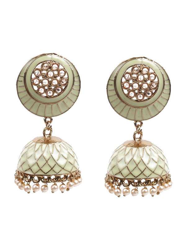 Women's Delicate Blue Meenakari Jhumki Earrings - Odette