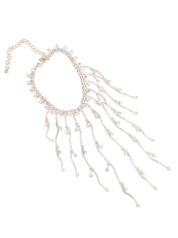 Women's Delicate Gold Stones Studded Neckpiece - Odette