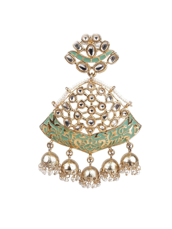 Women's Delicate Green Meenakari Earrings - Odette