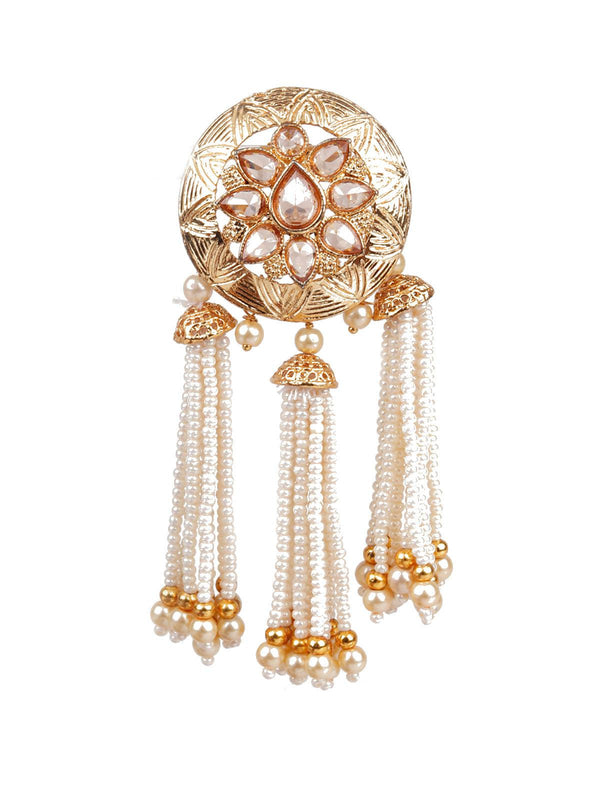 Women's Designer Gold And White Dangler Earrings - Odette