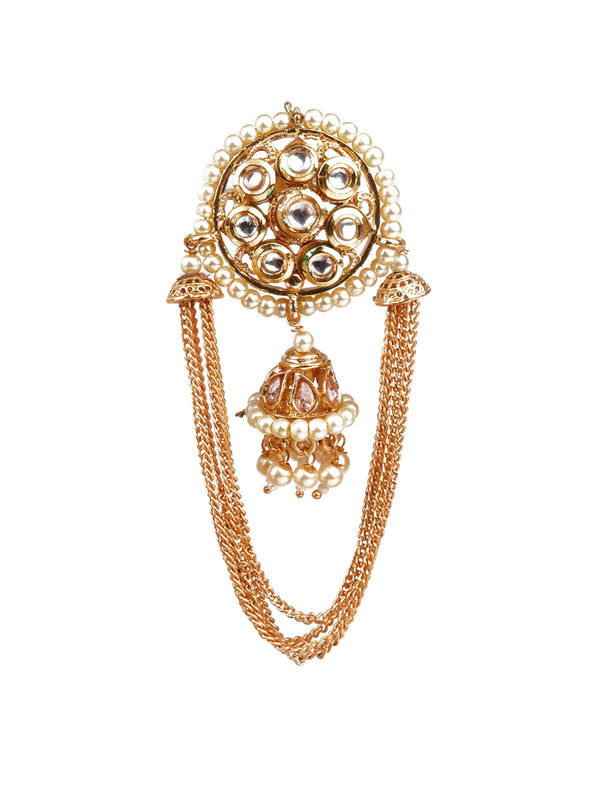 Women's Designer Gold And White Jhumki Earrings - Odette