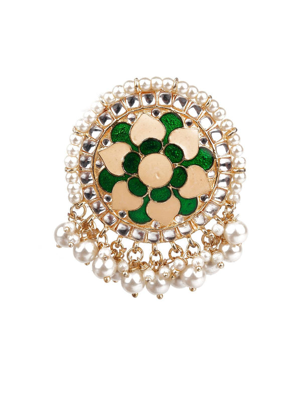 Women's Designer Green And Gold Big Studs For Women - Odette