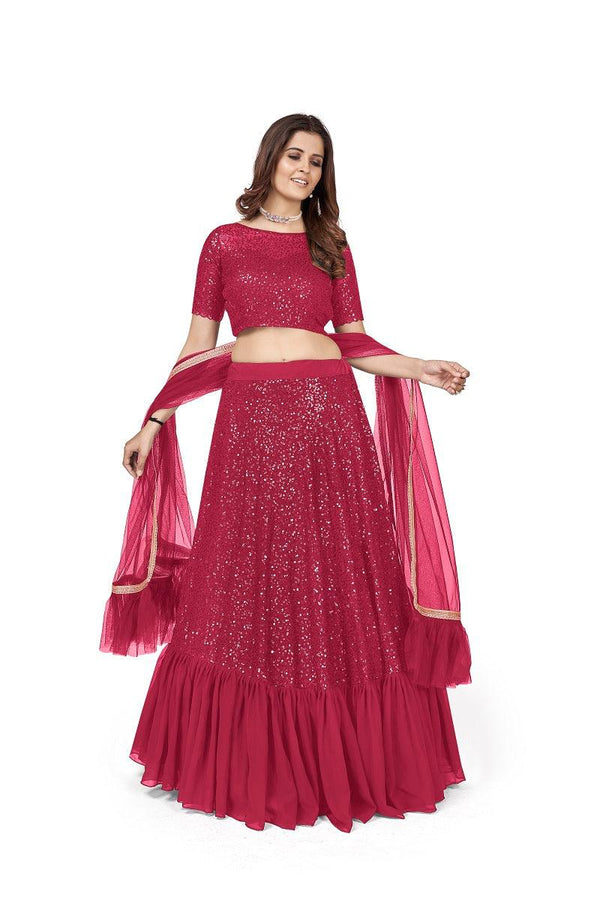 Women's Designer Pink Georgette Lehenga Choli - Odette