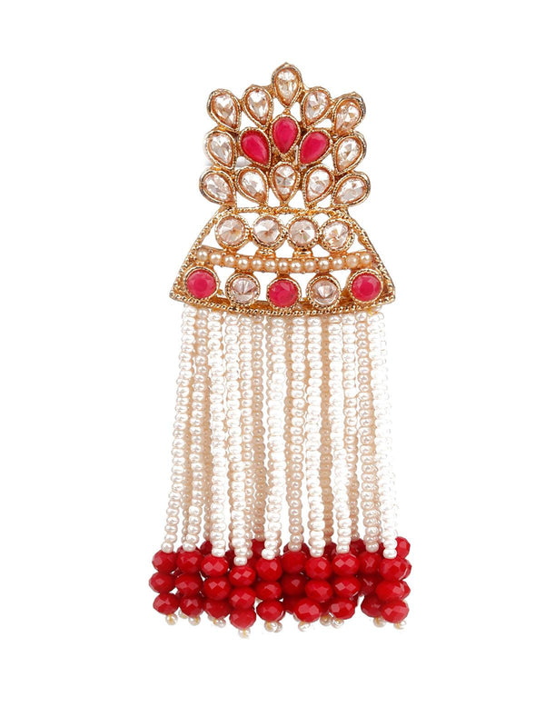 Women's Designer Red And Gold Dangle Earrings - Odette