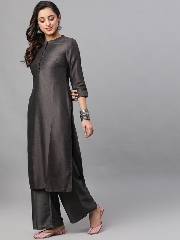 Women's  Black Printed Kurta with Palazzos - AKS