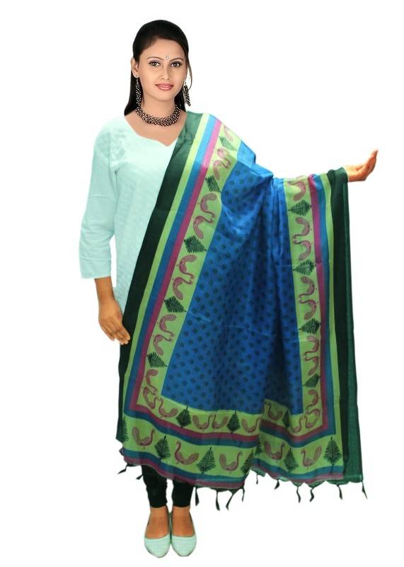 Women's Vamika Multi-Colour Printed Bhagalpuri Silk Dupatta Vms20014 - Vamika