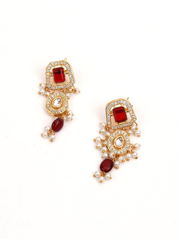 Women's Ethnic Red & Gold Necklace - Odette