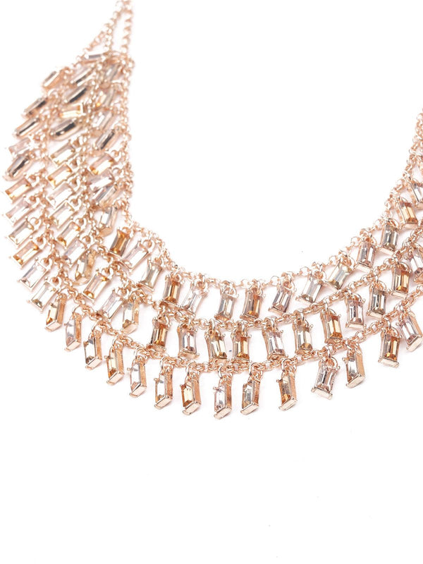 Women's Exquisite Layered Crystal Necklace - Gold - Odette