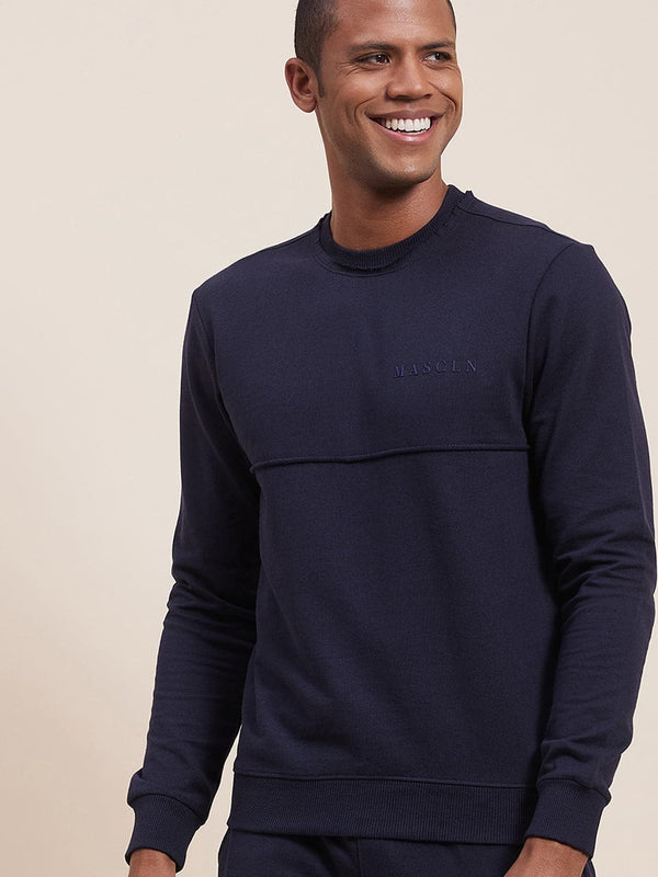 Men's Navy MASCLN Puff Print Sweatshirt - LYUSH-MASCLN