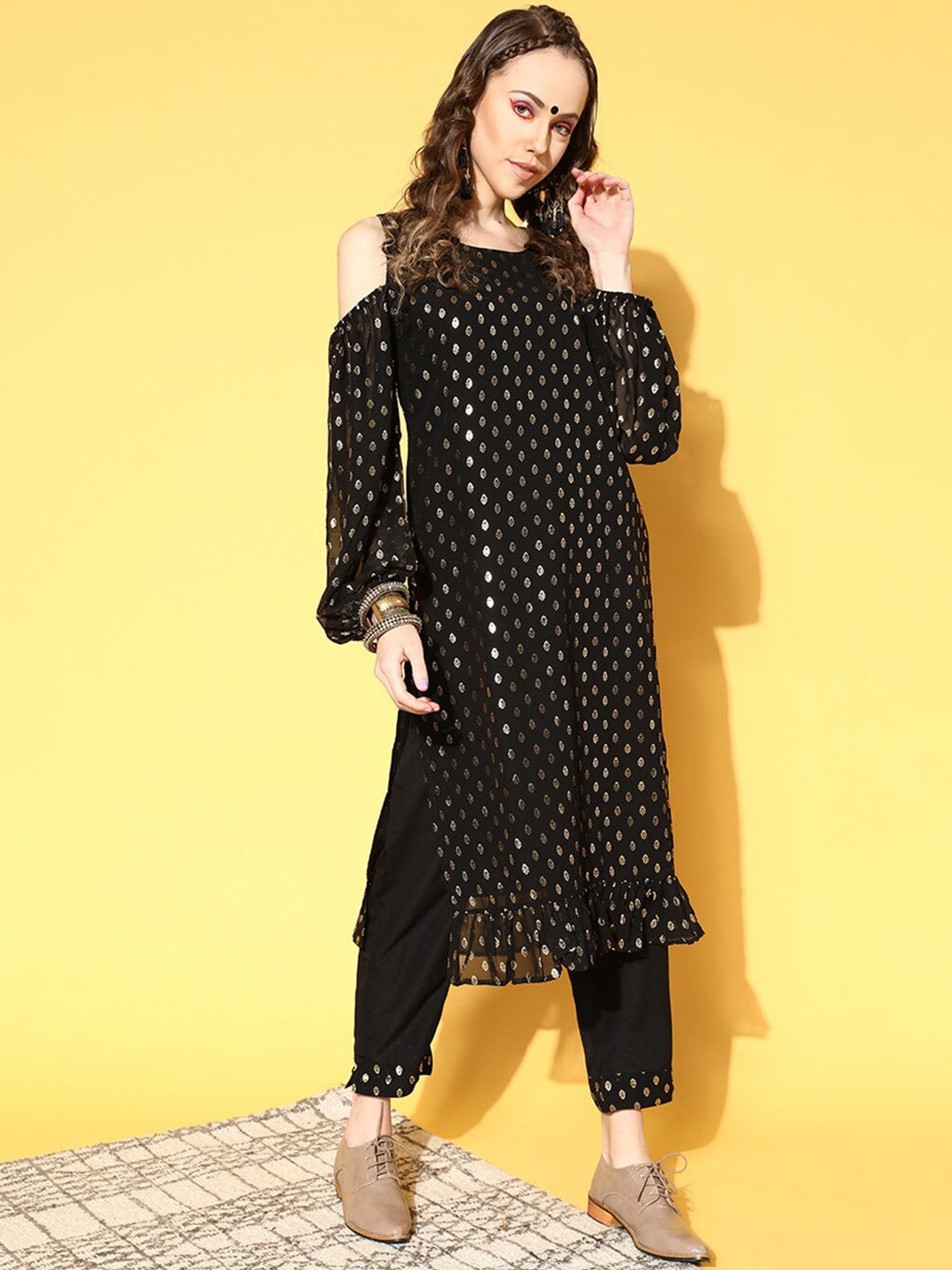 Women's Ethnic Motifs Printed Georgette Anarkali Kurta - Ahalyaa